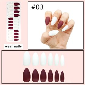 24 Pieces Of L-3 Matte Nails (Option: Red and white)