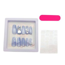 Blue With Large Diamond Nails (Color: Blue)