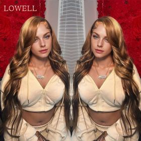 Honey Blonde Ombre Highlight Wig 13x6 Hd Lace Frontal Wig Body Wave Lace Front Wig Human Hair 13x4 Colored Human Hair Wigs (Hair Color: 13x6 Lace Wig, Stretched Length, Density: 20inches, 180%)