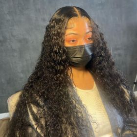 13x6 Curly Wigs Lace Front Human Hair Wig Hd Transparent 13x4 Water Wave Wigs For Women Deep Wave Frontal Wig Human Hair (Stretched Length, Density: 8inches, 180%, Color: 13x4 Frontal Wig)