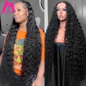 Deep Wave Frontal Wig 30 40 Inch Curly Human Hair Wigs For Black Women Full Hd Wet And Wavy Loose Water Wave Lace Front Wig (Density: 180%, Stretched Length: 22INCHES)