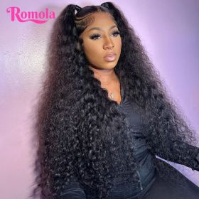 Curly Wigs Deep Wave Frontal Wig 13x6 Hd Lace Loose Water Wave Wigs Human Hair 30 40 Inch 13x4 Curly Lace Front Human Hair Wig (Stretched Length, Density: 38inches, 180%, Color: 13x6 Lace Front Wig)