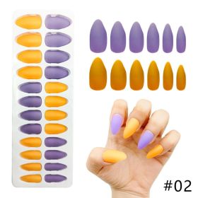 24 Pieces Of L-3 Matte Nails (Option: Purple yellow)